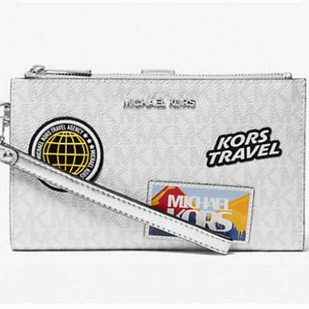 Michael Kors Travel Large Embellished Signature Logo Wristlet